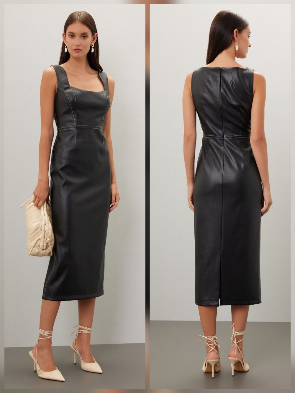 Bibhu Mohapatra Faux Leather Dress Sheath Sleeveless Size 6
